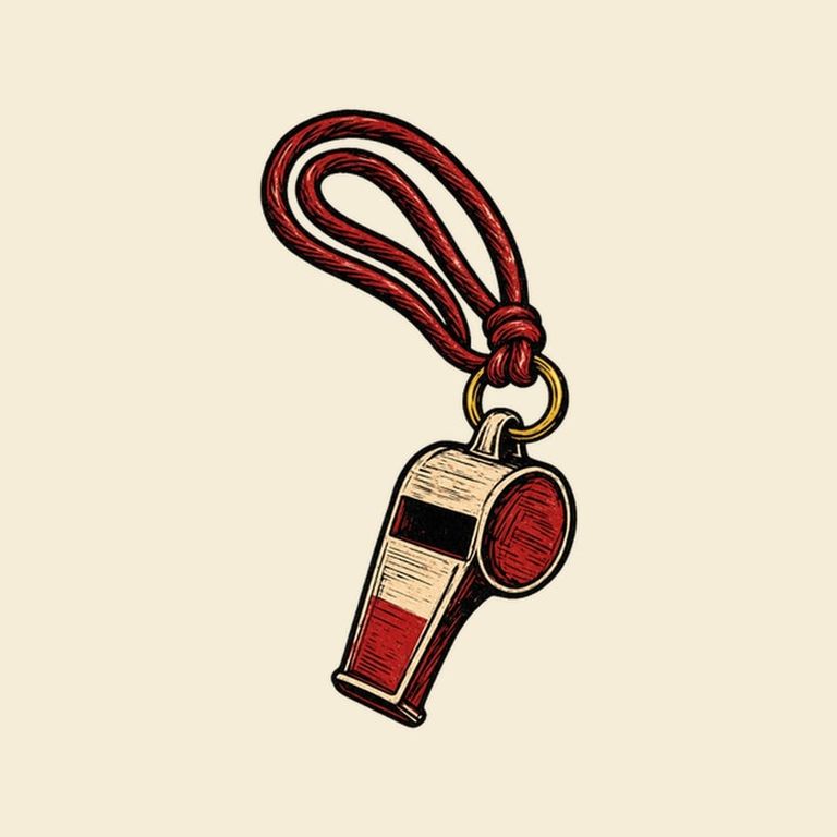 Apito vermelho preso a um cordão