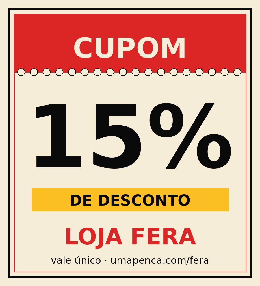 Cupom de 15% na Loja FERA